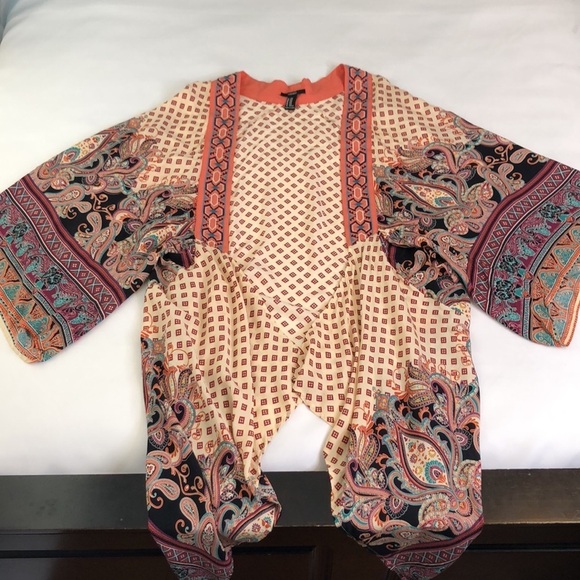 FOREVE 21 Abstract Paisley Print Embroidered Kimono  Size S/M - Picture 6 of 9